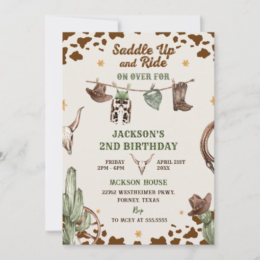 Invitation Western Saddup Et Circuler Pour Anniversaire (Devant)