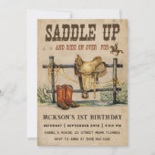 Invitation Western Saddup Et Circuler Pour Anniversaire (Devant)