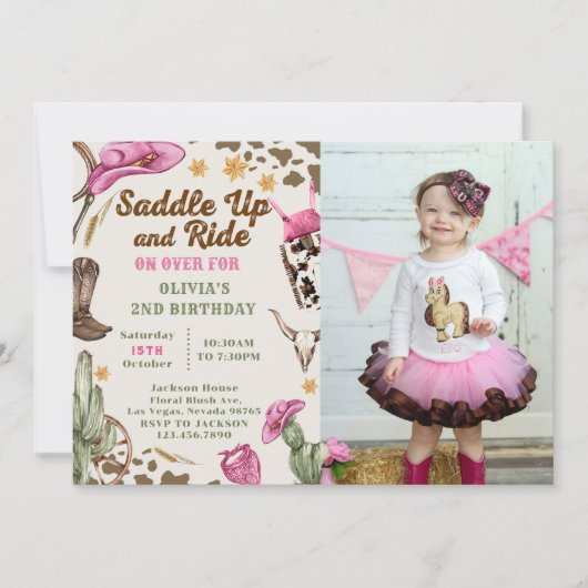Invitation Western Saddup Et Circuler Pour Anniversaire (Devant)