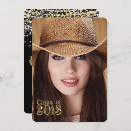 Invitation Western Script Class of 2015 Graduation (Devant / Derrière)