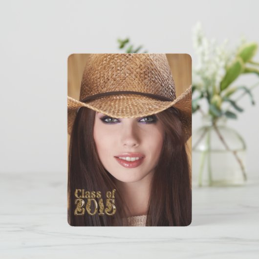 Invitation Western Script Class of 2015 Graduation (Debout devant)