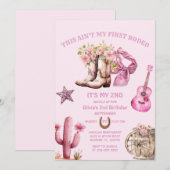 Invitation Western Second Rodeo Bows Pink Cowgirl Anniversair (Devant / Derrière)