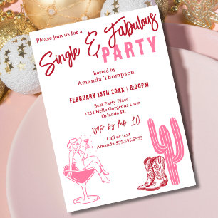 Invitation Western Single et Fabulous Galentine's Day Party