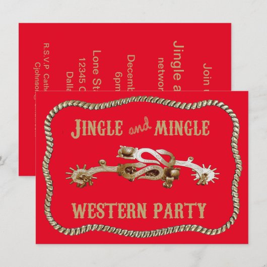 Invitation Western Spurs Jingle Tout Au Long De Noël (Devant / Derrière)