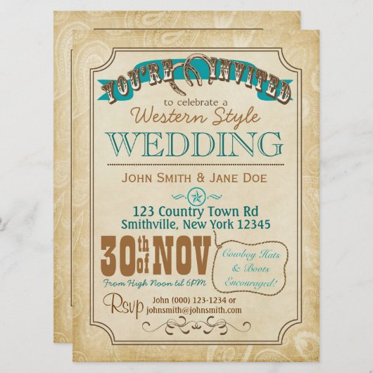 Invitation Western Style (Devant / Derrière)