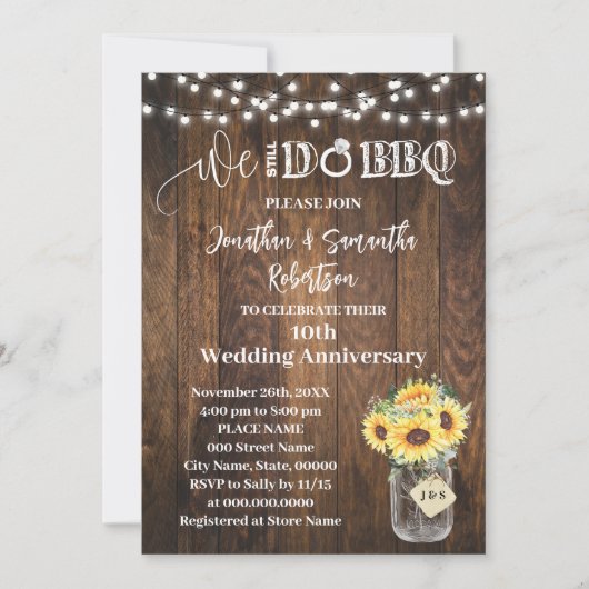 Invitation Western Sunflowers We still do Wedding Anniversary (Devant)