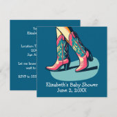 Invitation Western Thème Cowgirl Boots Baby shower (Devant / Derrière)