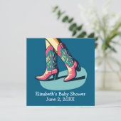 Invitation Western Thème Cowgirl Boots Baby shower (Debout devant)