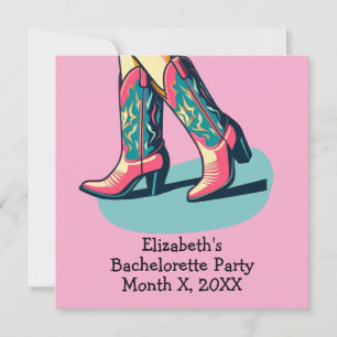 Invitation Western Thème Cowgirl Boots Bachelorette Party