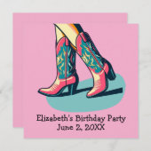Invitation Western Thème Cowgirl Boots Fille fête d'anniversa (Devant / Derrière)