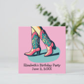 Invitation Western Thème Cowgirl Boots Fille fête d'anniversa (Debout devant)