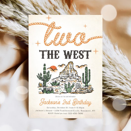 Invitation Western Vintage Desert Cowboy 2e anniversaire