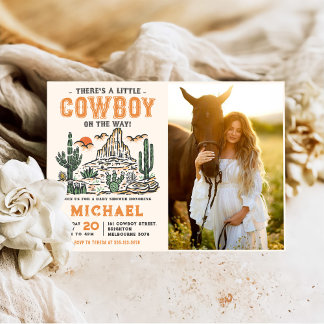 Invitation Western Vintage Desert Cowboy Baby shower photo