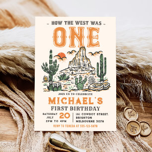 Invitation Western Vintage Desert Premier Rodéo 1er Anniversa