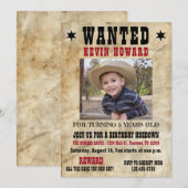 Invitation Western Wanted Poster Birthday (Devant / Derrière)
