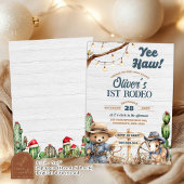 Invitation Western Yeehaw Bear Cowboy Premier Rodéo Anniversa