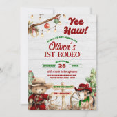 Invitation Western Yeehaw Christmas Red Cowboy Rodeo Birthday (Devant)