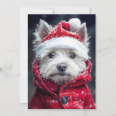 Invitation Westie festif dans la neige (Devant)