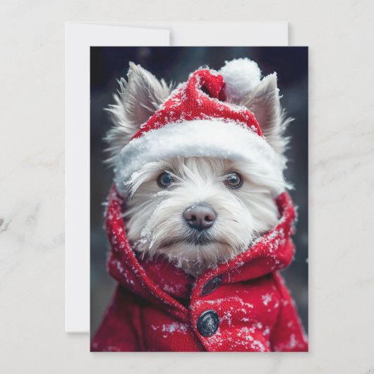Invitation Westie festif dans la neige (Devant)