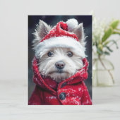 Invitation Westie festif dans la neige (Debout devant)
