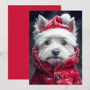 Invitation Westie festif dans la neige