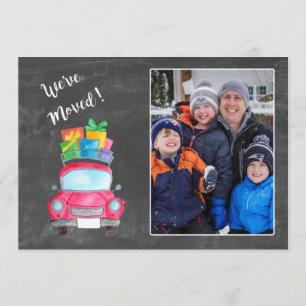 Invitation We've Moved watercolor Christmas Photo card