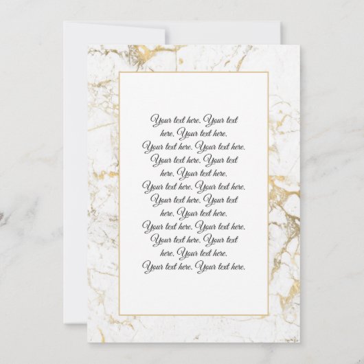 Invitation Wh/Gold Marbre, do-it-yourself Nom noir Monogramme (Dos)