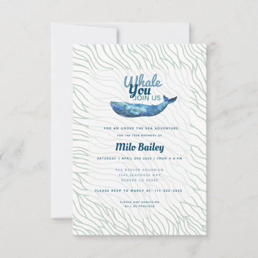 Invitation Whale Adventure | Océan| Sous la mer Anniversaire  (Devant)
