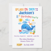 Invitation Whale Summer Birthday Inivitation Card  (Devant)