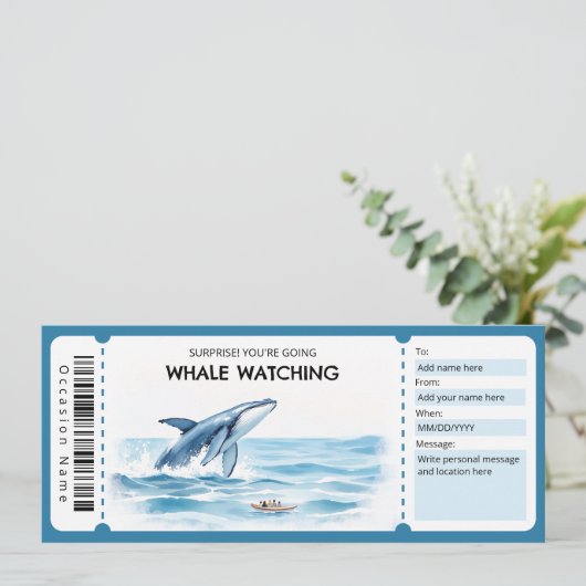 Invitation Whale Watching Gift Certificate (Debout devant)