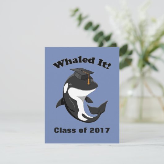 Invitation Whaled It Class of 2017 Cute Orca Killer Whale (Debout devant)