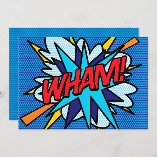 Invitation WHAM Amusant Art Pop Comic Retro (Devant / Derrière)