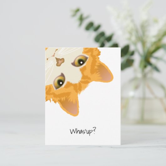 Invitation Whas up Orange Upside Down Cat (Debout devant)