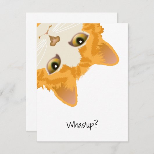Invitation Whas up Orange Upside Down Cat (Devant / Derrière)