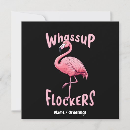 Invitation Whassup Flockers Flamant rose Conception d'un flam (Devant)