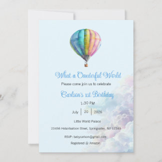 Invitation What a Onederful World Invitation, 1st Birthday