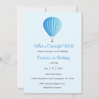 Invitation What a Onederful World Invitation, 1st Birthday