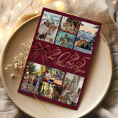 Invitation What A Year Photo Collage Christmas Bow Holiday
