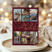 Invitation What A Year Photo Collage Christmas Bow Holiday