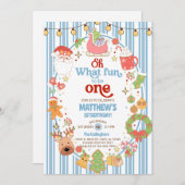 Invitation What fun to be One boy 1st birthday invite. (Devant / Derrière)