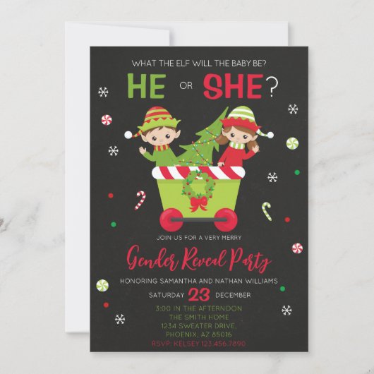 Invitation What the Elf Will the Baby Be Gender Reveal (Devant)