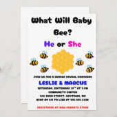 Invitation What Will Baby Bee Gender Reveal (Devant / Derrière)