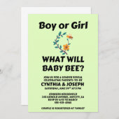Invitation What Will Baby Bee gender reveal party (Devant / Derrière)