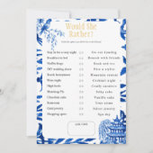 Invitation What Would She Choose? Blue Bridal Shower game (Devant)