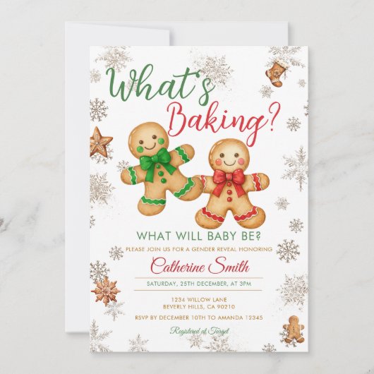 Invitation What's Baking Gingerbread Gender Reveal (Devant)