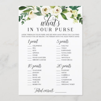 Invitation What's In Your Purse Game for Wedding shower