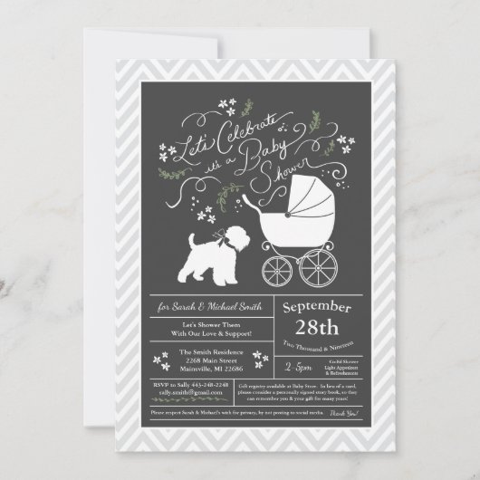 Invitation Wheaten Terrier Baby shower Neutre Sexe (Devant)