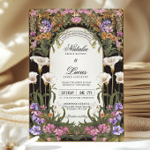 Invitation Whimiscal violet rose Calla Lily Mariage floral