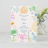 Invitation Whimisical Disco Colorful Wedding Invite (Debout devant)