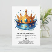 Invitation Whimsable Editable Prince Crown Anniversaire (Debout devant)